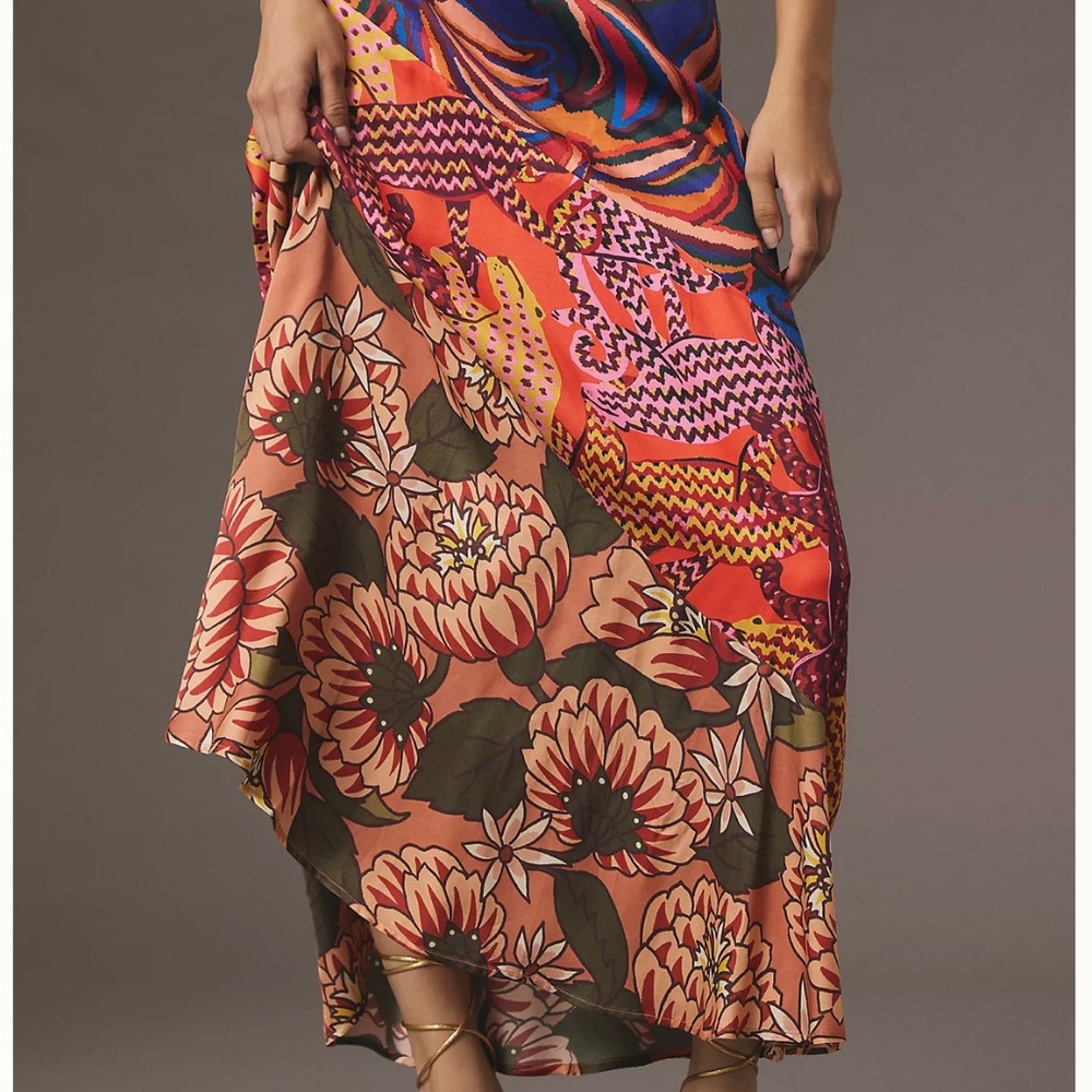 Anthropologie Farm Rio Slip Midi Skirt size M - Picture 2 of 4